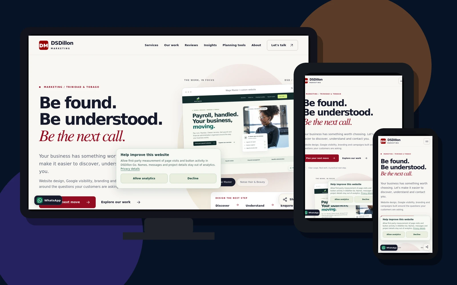 DSDillon Marketing custom website homepage
